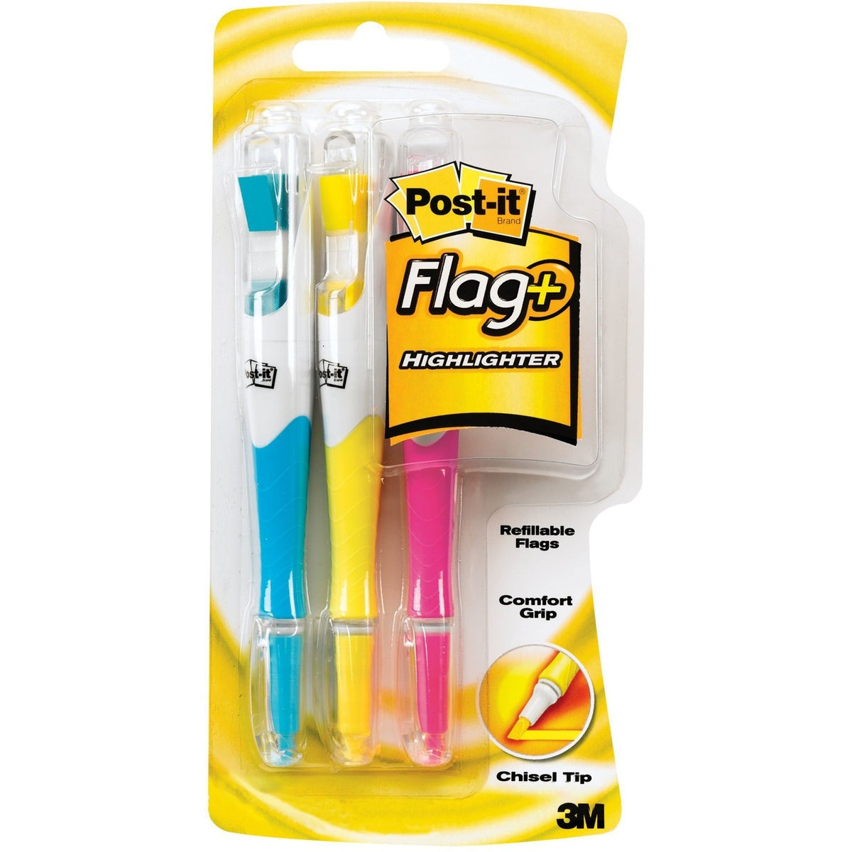 3M 3M MMM689HL3 Sticky Note Flag Highlighter 3-Pack 689-HL3