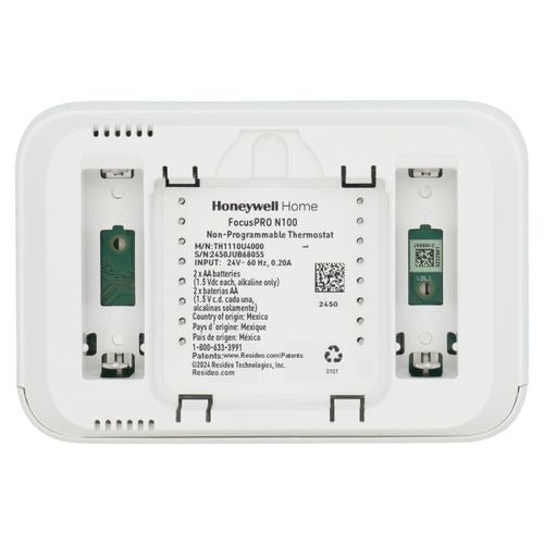 HONEYWELL HOME Honeywell Home TH1110U4000 FocusPro N100 Non-Programmable Thermostat 2 AA / Hardwired (1 Heat/1 Cool) TH1110U4000/U