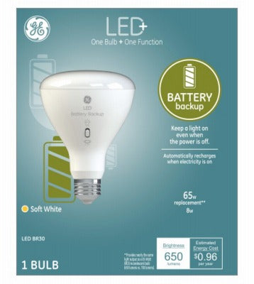 GE G E Lighting 93100204 Led Backup BR30 Bulb 8W 3000K