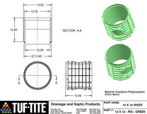 TUF-TITE Tuf-tite 12X12-RIS Septic Tank Riser 12 in Hdpe