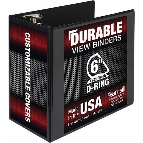 SAMSILL Samsill SAM16420 6 Inch D-ring Binder Black Clear Overlay