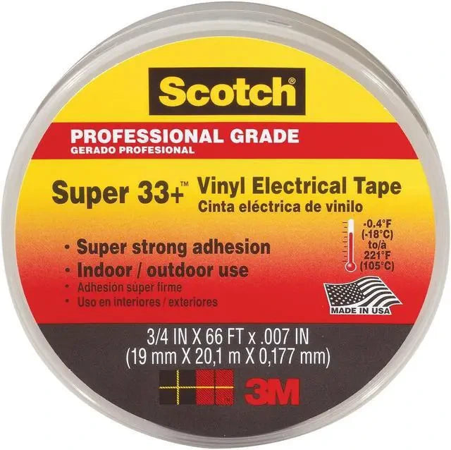 3M 3M 06132BA-10 Scotch Super 33+ Vinyl Plastic Electrical Tape 3/4 in x 66 ft