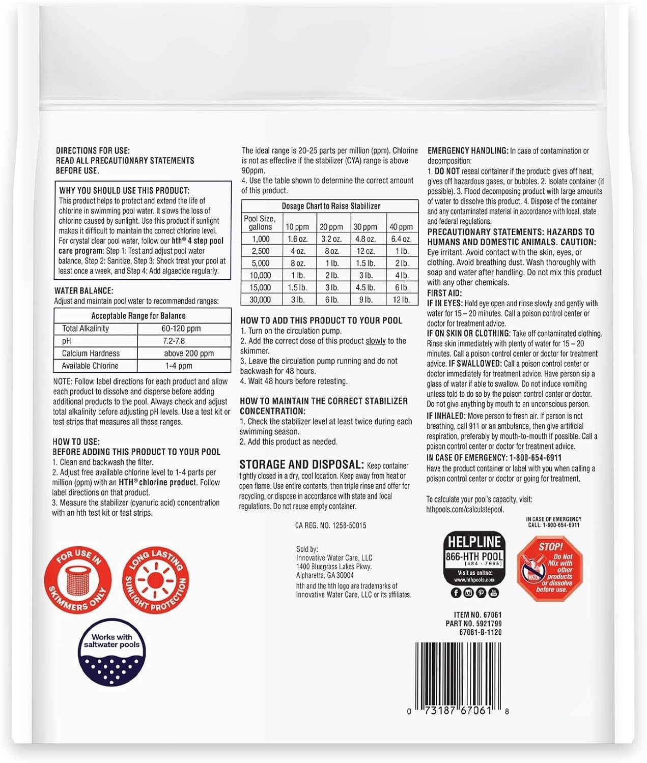 HTH Hth 67061 Swimming Pool Care Stabilizer (4 lb)