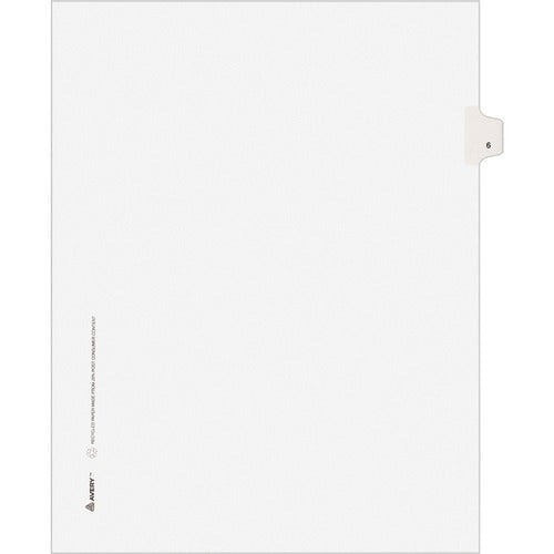 AVERY Avery AVE11916 Numeric Tab Divider No. 6 25 Pack