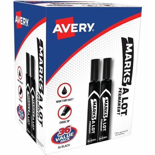 AVERY Avery AVE98206 Permanent Chisel Tip Marker Box of 36