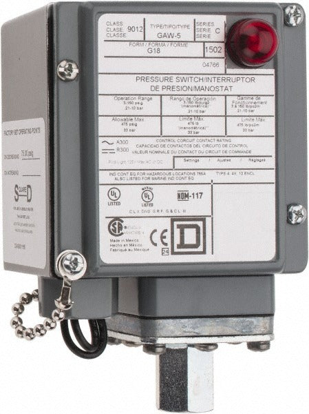 SCHNEIDER ELECTRIC Square D 9012GAW5G18 Pressure Switch 3-150 Psig Spdt-db