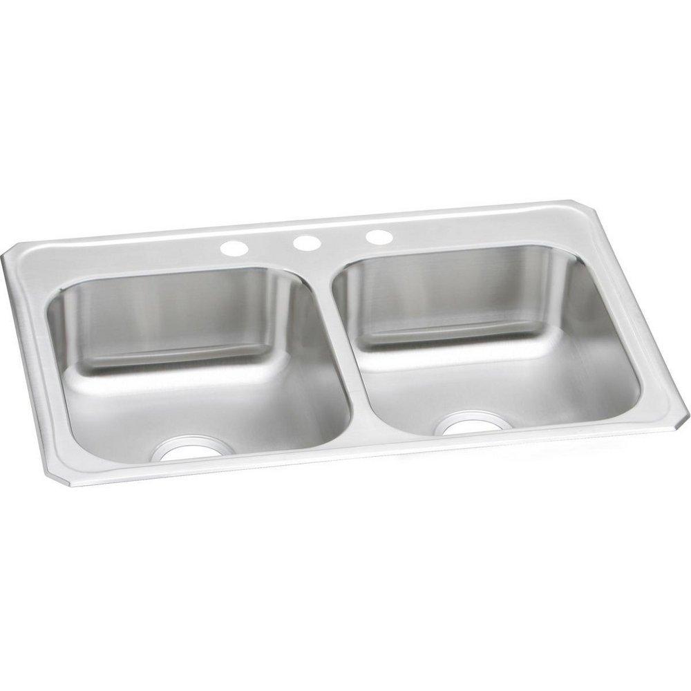 Elkay CR33223 Celebrity 33 x 22 Stainless Steel Double Bowl Drop-In Sink