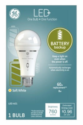 GE G E Lighting 93099986 Led Battery Backup A21 Bulb 8W