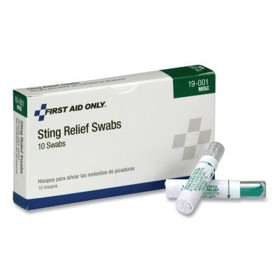 First Aid Only 19-001 Sting Relief Swabs 2-1/8 Inches 10 Pack