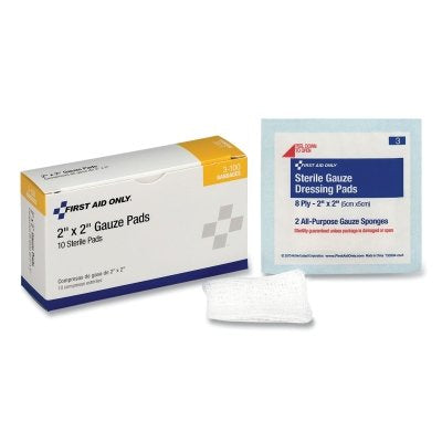 First Aid Only 3100 Sterile Gauze Pad 2 x 2 10/Box