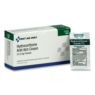 First Aid Only G486 Hydrocortisone Cream 0.9g, Packets, 25 per Box