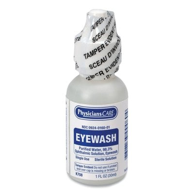 First Aid Only K708 Eyewash Bottle Screw Cap 1 oz 144 Bottles Included