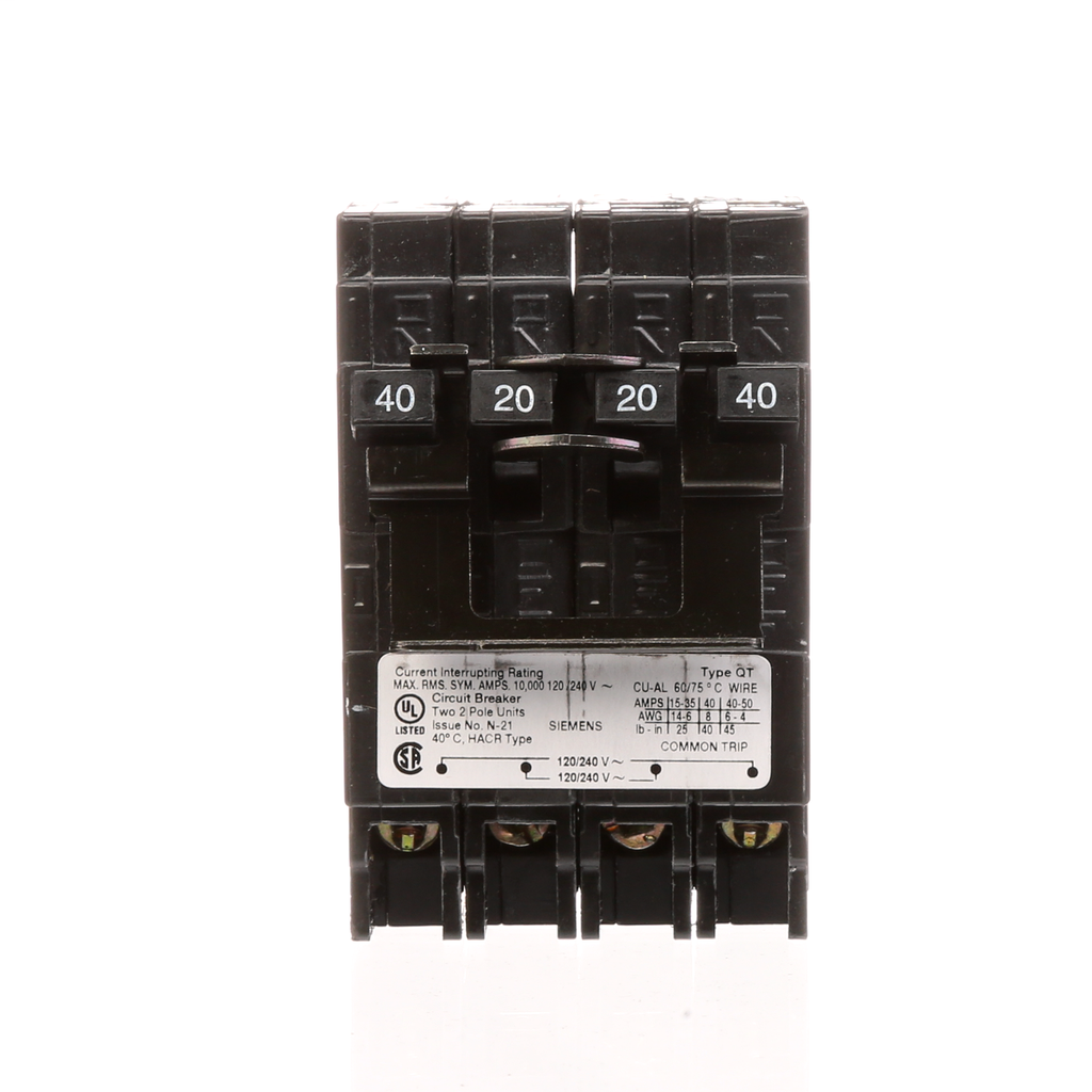 Siemens Q24020CT2NC BREAKER(1)40A 2P/(1