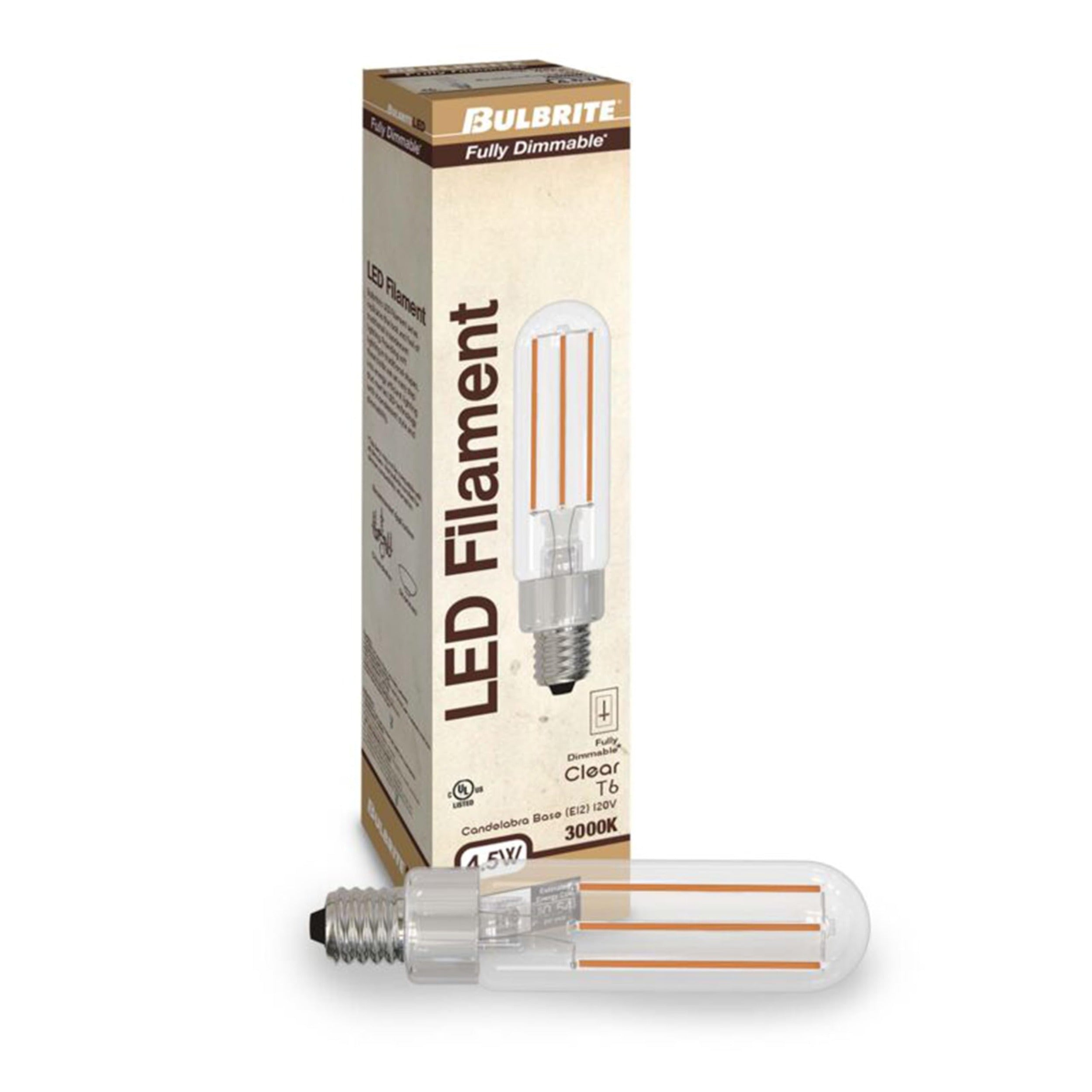 BULBRITE Bulbrite 776791 Led Filament Candelabra Bulb 4.5W 3000K E12