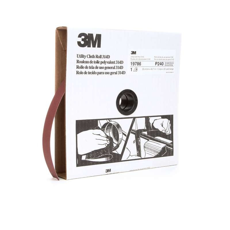 3M 3M 7000118508 Utility Cloth Roll 314D 1 in x 50 yd P240 J-weight Pack 5