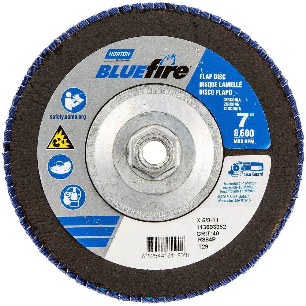 NORTON Norton 66254461190 Flap Disc 40 Grit Type 29 7 Inch