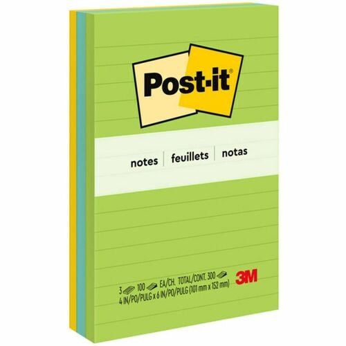 3M 3M MMM6603AU Post-it Notes Lined 4x6 Jaipur 3-pack