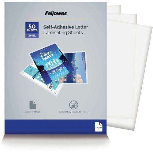 FELLOWES Fellowes FEL5221502 Laminating Sheets 3 Mil Glossy 50 Pack
