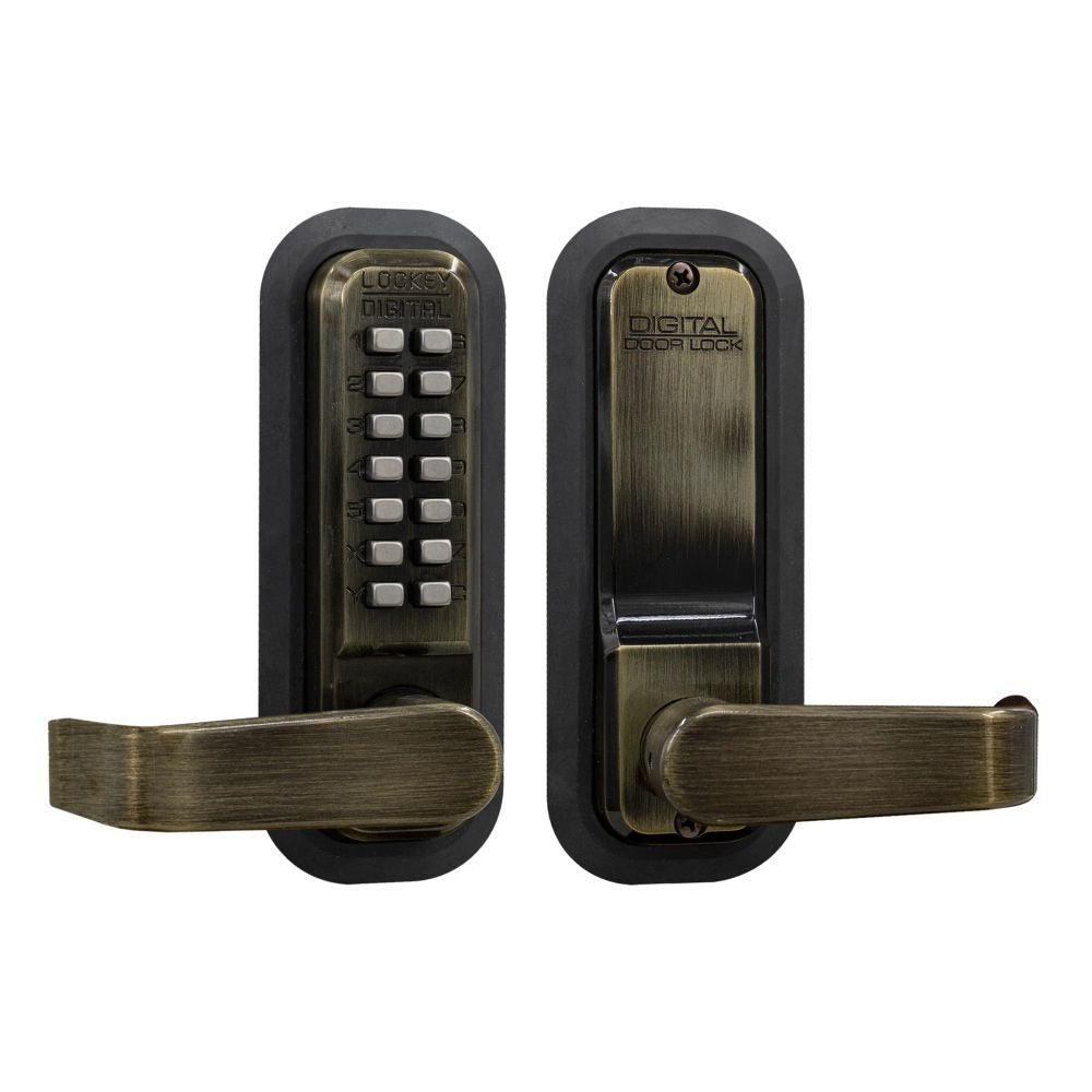 LOCKEY Lockey 2835AB Mechanical Keyless Lever Lock Antique Brass