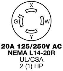 Hubbell HBL2410 20A 125/250V AC Twist-Lock Black Nylon Single Flush Receptacle