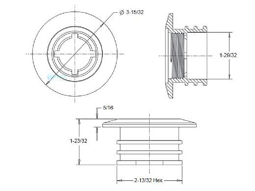 AquaStar ES1022WB01 Choice Large Wall Fitting with 1 1/2 FPT and Water Barrier | White | ES1022WB01