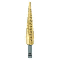 Irwin 15101ZR Unibit1T Shank Step Drill Bit Titanium Nitride Coated 1/8 to 1/2 by 1/4