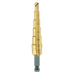 Irwin 15102ZR Unibit Shank Step Drill Bit Titanium Nitrate Coated 3/16 to 1/2 by 1/4 Shank Step Drill Bit