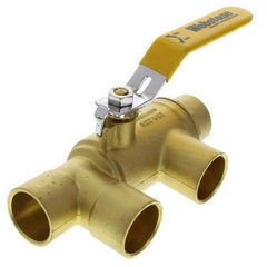 Webstone 58644 1 x 1 Pro-Pal Full Port Brass Ball Valve w/ Reversible Handle Primary/Secondary Loop Purge Tee