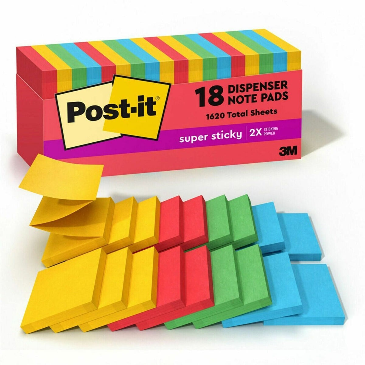 3M 3M MMMR33018SSANCP Post-it Super Sticky Dispenser Notes 3 inches x 3 inches (18 pads) R33018SSANCP
