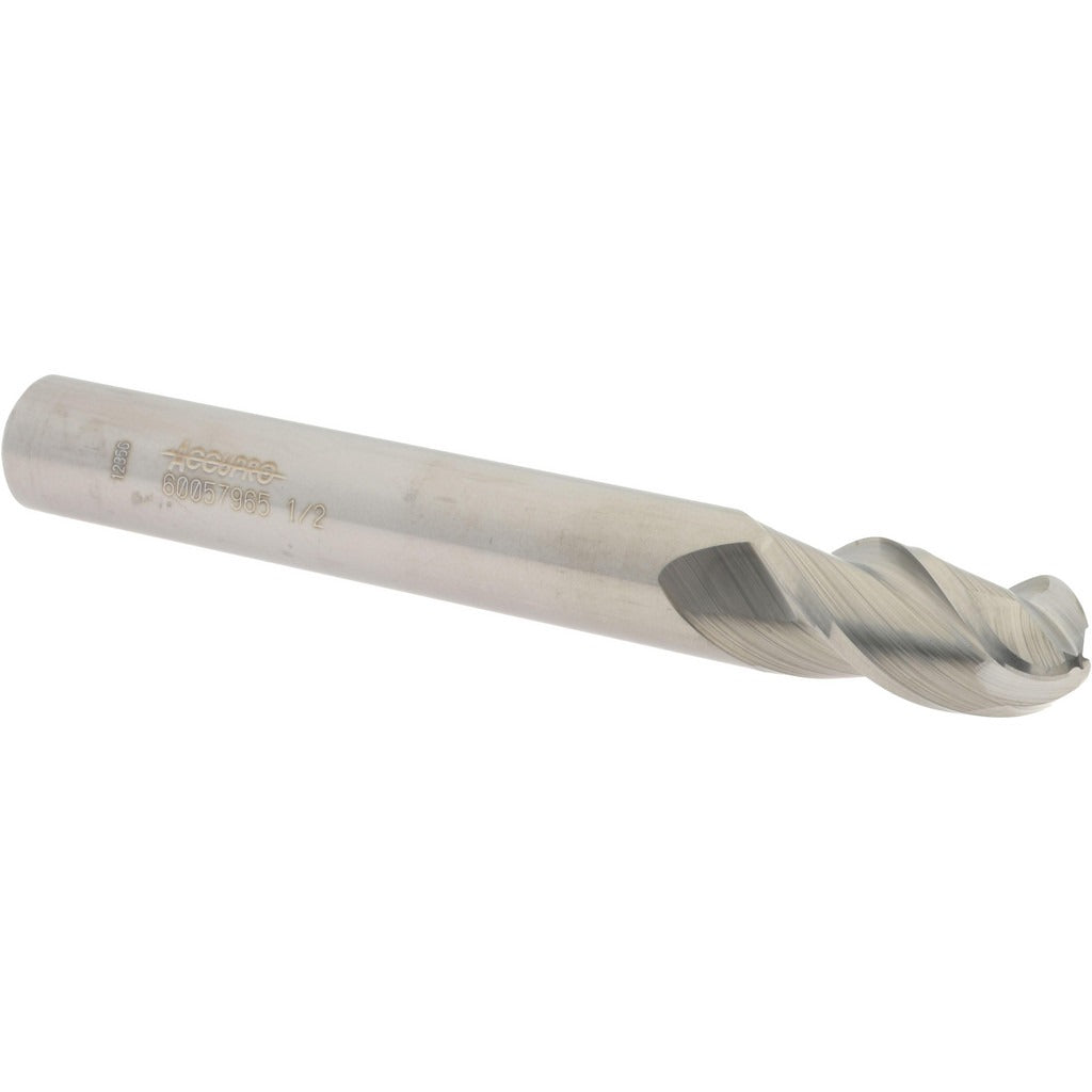 ACCUPRO Accupro 12184511 Ball End Mill 0.5 in 3 Flute Solid Carbide