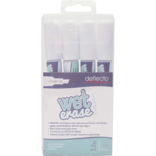DEFLECTO Deflecto DEFSMA510V4WT Chalk Marker Chisel Tip White 4-pack