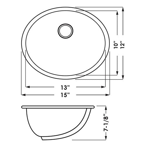 DAKOTA Dakota Plumbing Products US-1310BK Undermount Oval Sink