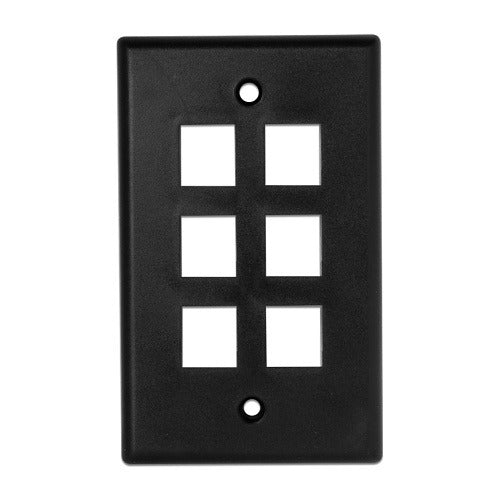 WIREPATH Wirepath PLATE-6-BK 6-port Keystone Wall Plate