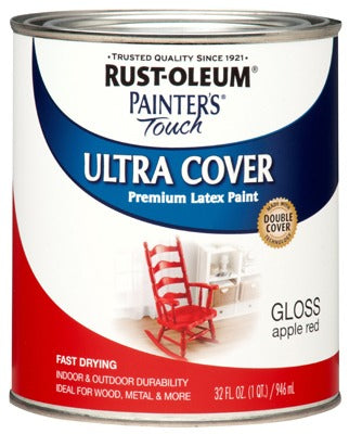 RUST-OLEUM Rust-oleum 1966-502 Gloss Latex Paint Apple Red 1 Qt
