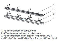 AquaStar 32CDAVFR101 Channel Drain Anti-Entrapment Cover with Frame White