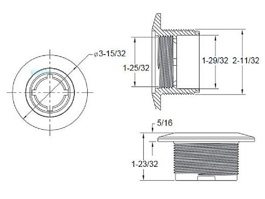 AquaStar ES102205 Large Wall Fitting with Threaded O.D. Fits 1-1/2 Pipe | Dark Gray | ES102205