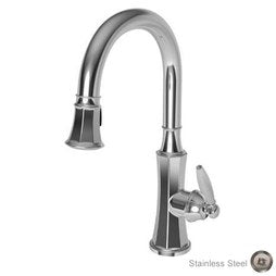 Newport Brass 1200-5103/20 Kitchen Faucet Metropole 1 Lever ADA Stainless Steel PVD Pull Down Spout Height 9-1/16 Inch 1.8 Gallons per Minute