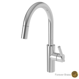 Newport Brass 1500-5113/01 Kitchen Faucet East Linear 1 Lever ADA Forever Brass PVD Pull Down Spout Height 9-3/5 Inch 1.8 Gallons per Minute