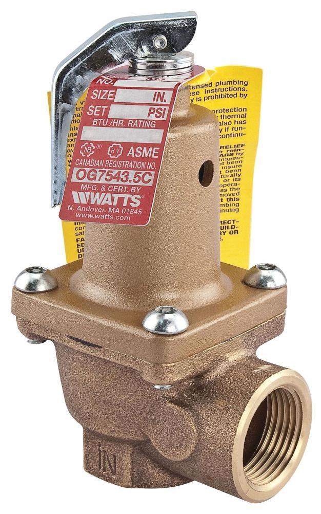 Watts 0274683 Series 174A 3/4 in. Bronze FNPT 100# 250 Relief Valve