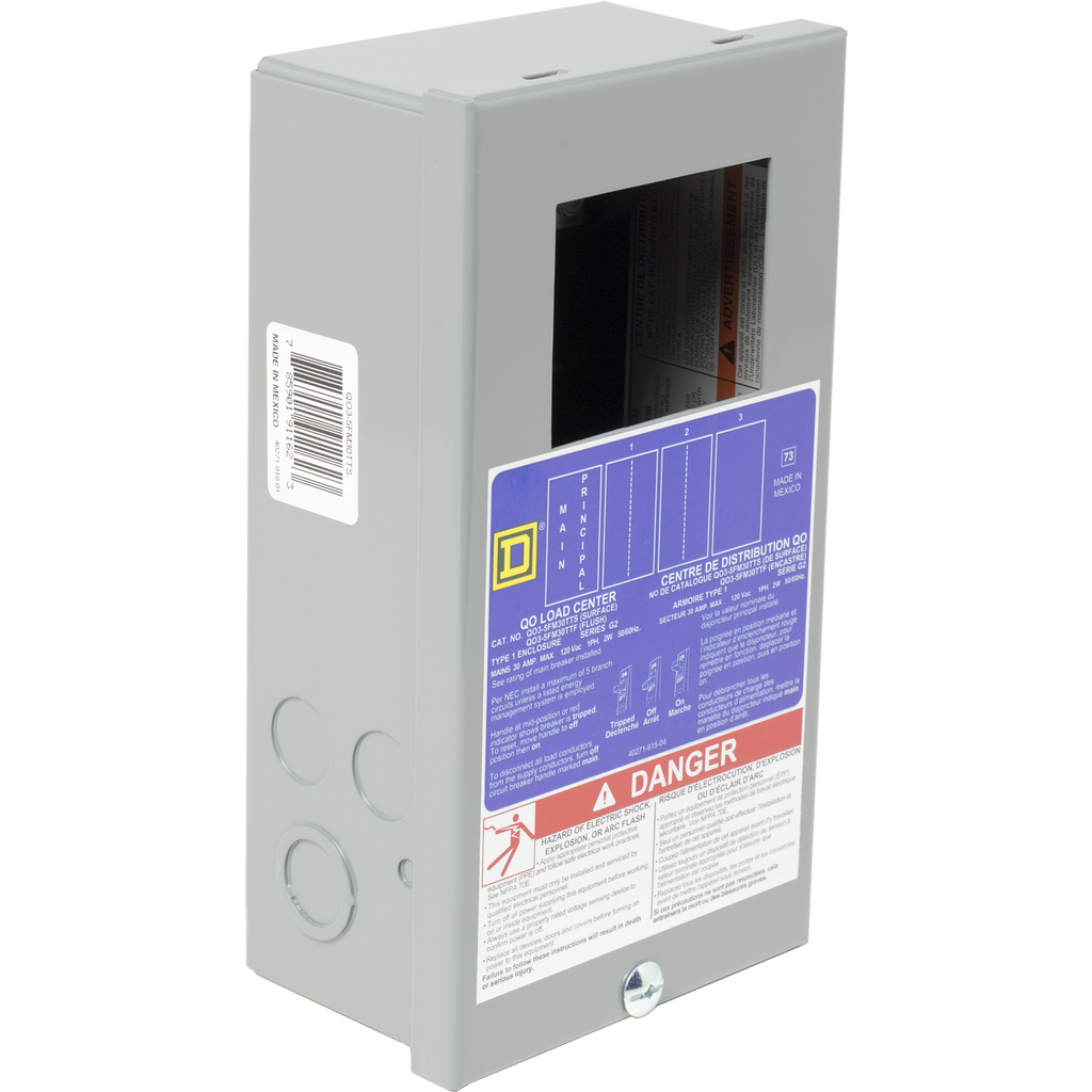 Square D QO35FM30TTS 120 VAC 30 Amp 1-Phase 2-Wire 5-Circuit NEMA 1 Main Breaker Load Center