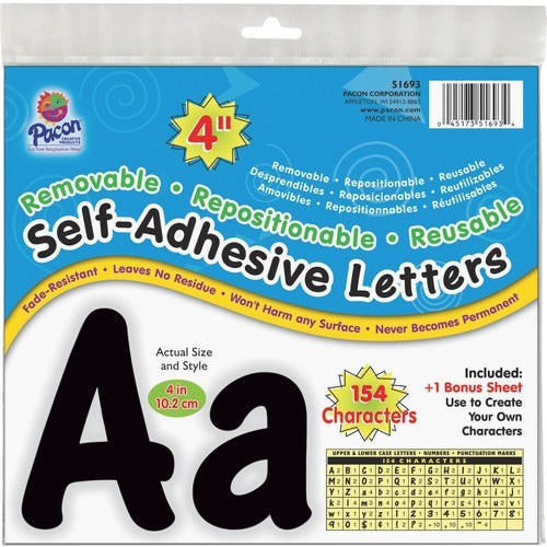 PACON Pacon PAC51693 Self-stick Display Letters Black 154 Pack