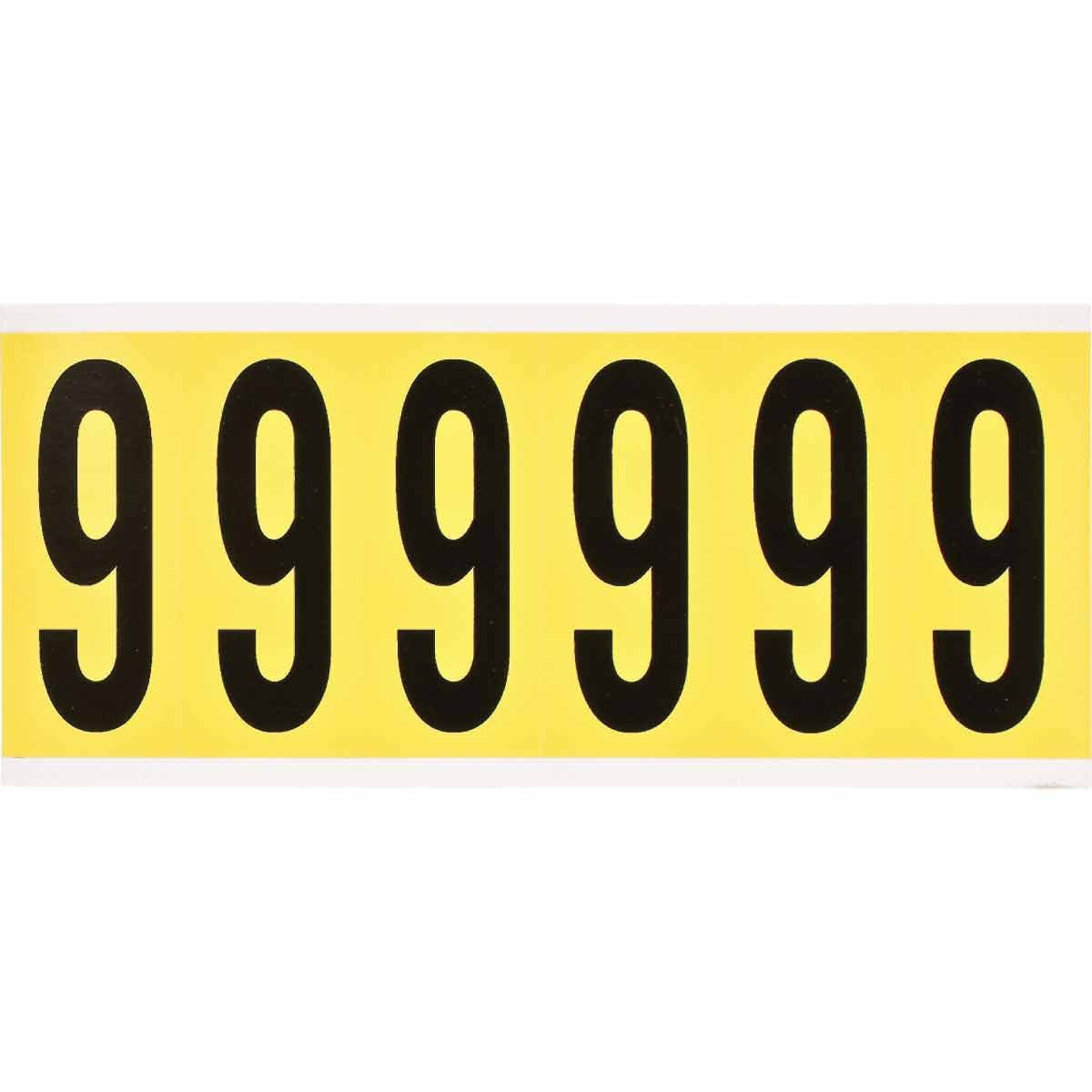 BRADY Brady 3450-9 Number Label 1-1/2 in x 3-1/2 in (6 Labels)