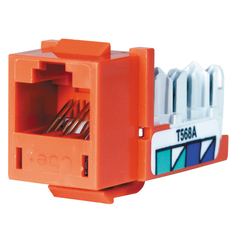 Hubbell Premise Wiring HXJ5EOR 8-Position Orange T568A/T568B Category 5E Modular Keystone Jack