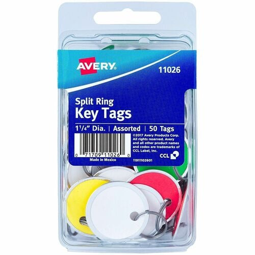 AVERY Avery AVE11026 Key Tags 1.25 in White Metal Rim 50 Pack