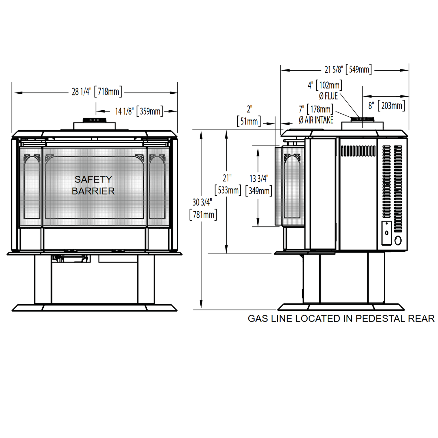 NAPOLEON Napoleon GDS50-1NSB Direct Vent Gas Heating Stove 44,000 BTU (28 Inch) GDS50
