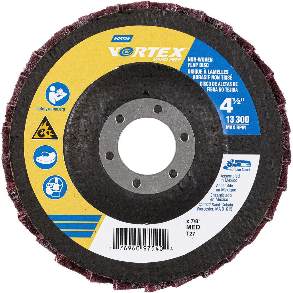 NORTON Norton 77696097540 Flap Disc 4-1/2 in Type 27 Aluminum Oxide