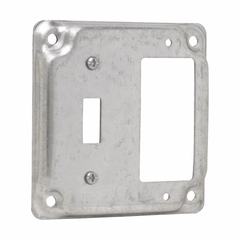 Crouse-Hinds TP515 4 Square Surface Cover, Toggle Switch/GFCI Receptacle, 1/2 Raised, 5.5cu.in, Steel