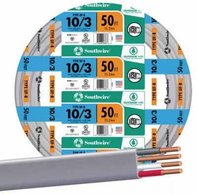SOUTHWIRE Southwire 13059122 10 Awg 3-conductor Ufw/g Wire 50 Ft