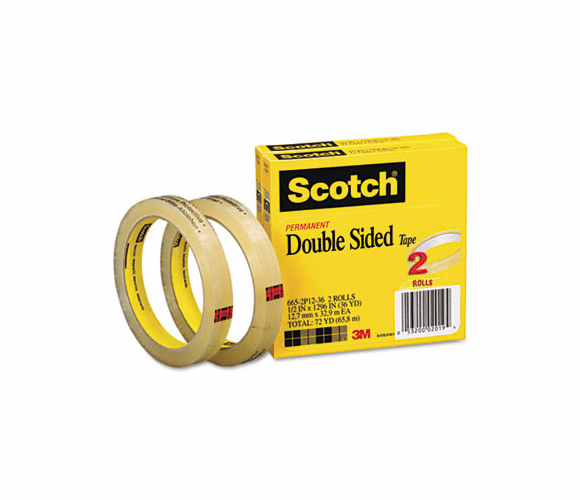 3M 3M MMM6652P1236 Permanent Double-Sided Tape 1/2 in x 36 yd (2 Pack) 665-2P12-36