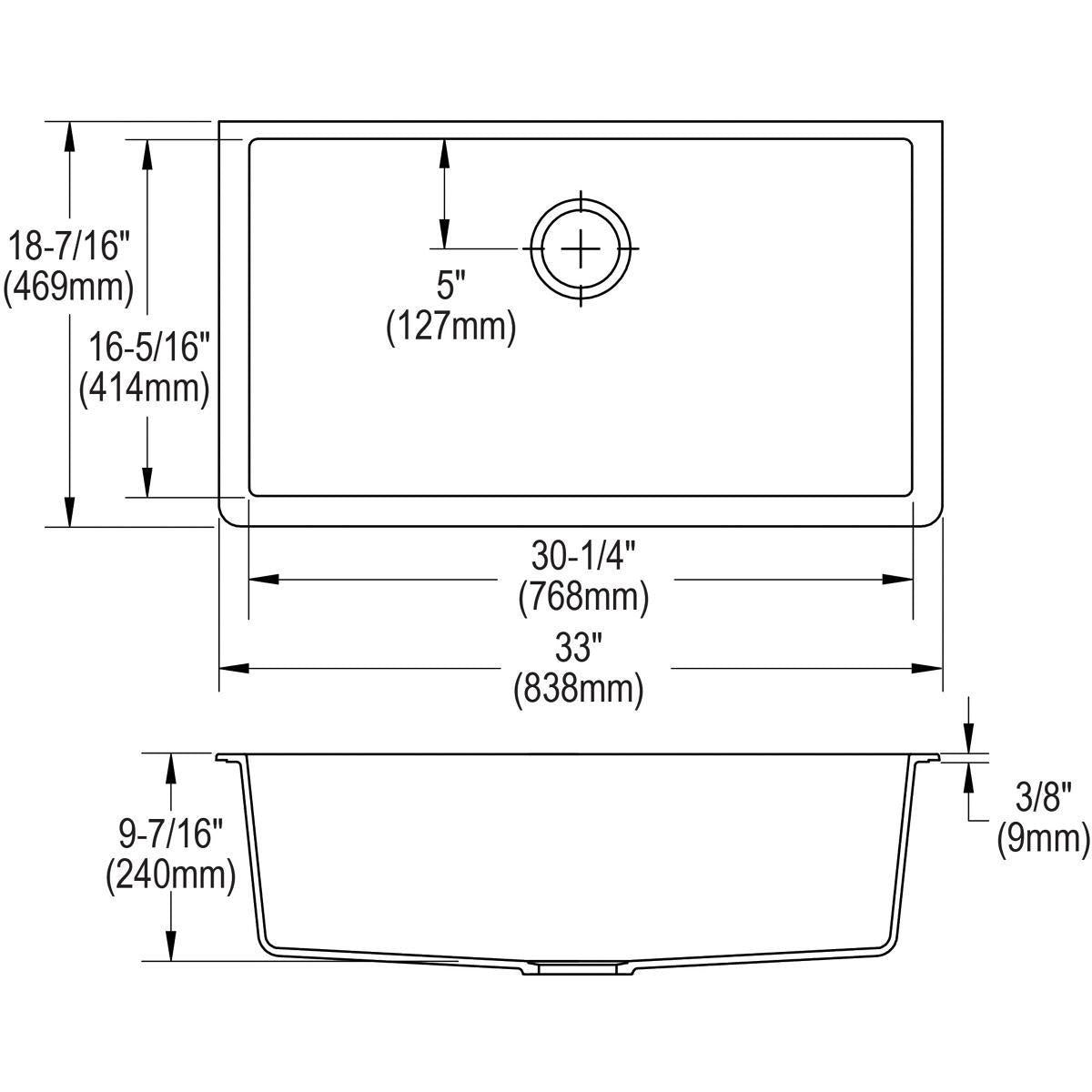 ELKAY Elkay ELXRU13322CN0 Quartz Luxe Single Bowl Undermount Sink (33 x 18-7/16 in.)